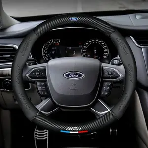 D Type/o Type Car Emboss Suede Carbon Fiber Car Interior Accessories Steering Wheel Cover, Compatible with Ford Focus Mondeo Mustang Fiesta Kuga Ranger Escort Explorer