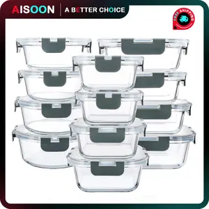 AISOON 24 PCS Borosilicate Glass Food Storage Containers Set,Meal Prep Containers,Airtight Glass Storage Containers with lids,BPA Free,Freezer&Oven Safe Kitchen Utensils