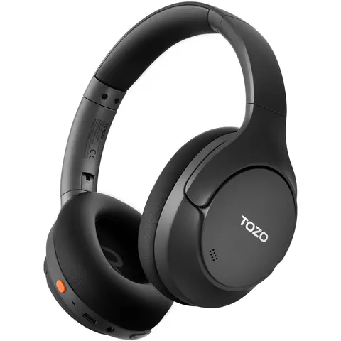 TOZO HT3 Upgraded Over-Ear Wireless Headphones - Hybrid ANC, 90H Playtime, 5 Mics, Spatial Audio, AI Chat, 32 EQ Modes, Dual Connection, USB-C Charging, Universal Compatibility, Travel/Home Use, Gift Ready (Noise Cancelling, Bluetooth Audio Models), Noise