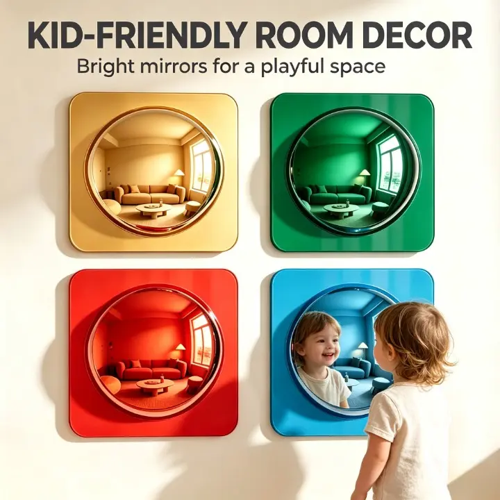 Interactive Sensory Bubble Wall Mirrors, 4-Piece Colorful Acrylic Mirrors for Kids, Visual & Tactile Stimulation, Sensory Room Decor, Interactive Wall Decoration, Sensory Toys for Classroom, Preschool, Daycare, Playroom, Nursery & Home