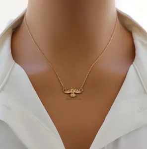 18K Gold Plated Dainty Hawk Pendant Necklace – Symbolic Bird Jewelry for Strength, Vision & Freedom