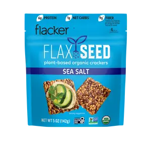 Sea Salt Flackers Organic Flax Seed Crackers, 5oz / 6-Pack
