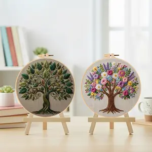 Embroidery Kit for Beginners, Elegant Cross Stitch Set, Life Tree Design, Embroidered Design, DIY Embroidery Supplies, Includes Fabric, Thread, Needle, Instructions, Chic Embroidery