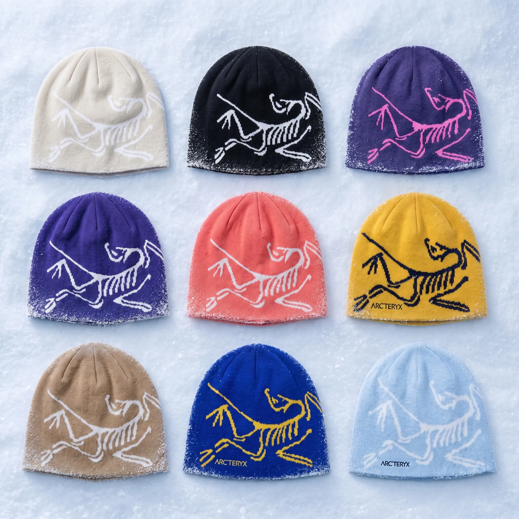 Arcteryx Bird Head Toque Y2K Classic Unisex Winter Beanie Multi-Color Variant Grid | Breathable Wool Blend Thermal Knit Cap | Frozen Legacy Skiing Snowboarding Outdoor Wear