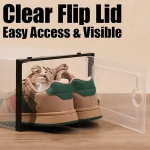 Stackable X-Large Shoe Storage Containers 12/24 Pcs, Clear Plastic Organizers for Closet, Fits Size 11 Shoes, Space Saving Entryway Holder, Substitute for Drawer Unit