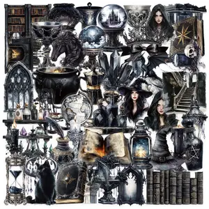 50 Sheets of Transparent Cartoon Magic Stickers Pack Waterproof Transparent PET Journaling Material for Guitar Notebooks