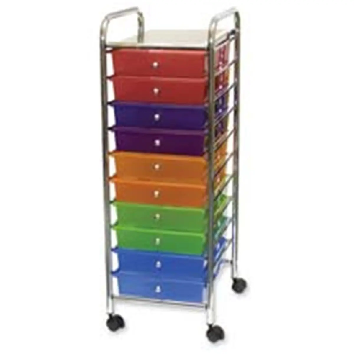 Advantus 212 MAIN 10-Drawer Freestanding Storage Rack - Chrome Metal Organiser with Swivel Casters, 13in x 15.25in x 37.50in Smoke Finish to Arrange Sewing Tool Kits & Textile Supplies, Ten Drawers