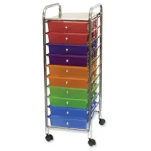 212 MAIN 10-Drawer Organiser Drawer Cabinet, 13in x 15.25in x 37.50in Sewing Tool Storage Cart with Swivel Wheels, Multi-Color