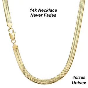 Layered Necklace Herringbone Dainty 14K Gold Blade Snake Bone Chain - Fade-Resistant Water-Proof Universal for All Ages & Genders This must-have autumn/winter fashion accessory is crafted from 14K , ensuring no fading or deformation, perfect for daily wea