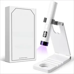 UV Light for Gel Nails with Stand, Mini Portable Cordless Nail Lamp with LCD Display, Eye-Protective Cover, Flash Curing for Glue, White