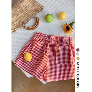 Women's Plaid Print Gingham Shorts, Elastic Waist Shorts, Casual Comfy Shorts for Daily Wear, Ladies Bottoms for All Seasons