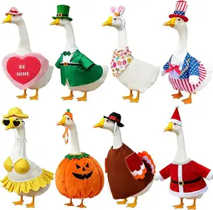 8 Set Holiday Porch Goose Outfits All Seasons Bundle for Valentine St. Patrick Easter Summer 4th of July Fall Halloween Christmas - Lawn Porch Goose Clothing for Patio Yard Decor