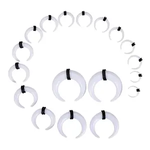 White Acrylic Buffalo Septum Pincher Crescent Tapers 2PCS