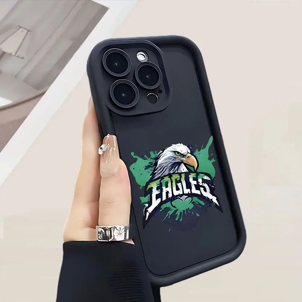 Eagle with "EAGLES" Text - themed Pattern Concave Thickened Anti - Fall Textured Shock - Proof Phone Case Fits Compatible with IPhone11/12/13/14/15/16pro/16Plus/16Promax/7/8plus/X/Xs Max/Xr Suitable for Boys And Girls, Gift/Anniversary/Holiday Gift