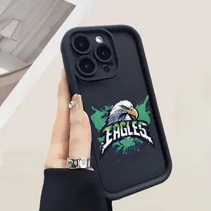 Eagle with "EAGLES" Text - themed Pattern Concave Thickened Anti - Fall Textured Shock - Proof Phone Case Fits Compatible with IPhone11/12/13/14/15/16pro/16Plus/16Promax/7/8plus/X/Xs Max/Xr Suitable for Boys And Girls, Gift/Anniversary/Holiday Gift