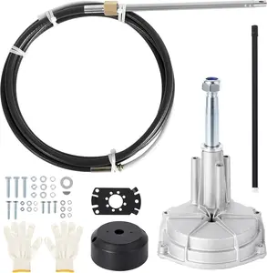 Outboard Steering System, 14 Feet Cable Outboard Steering Kit 3/4" Standard Tapered Shaft for Yachts, Fishing Boats and Waterborne Vehicles