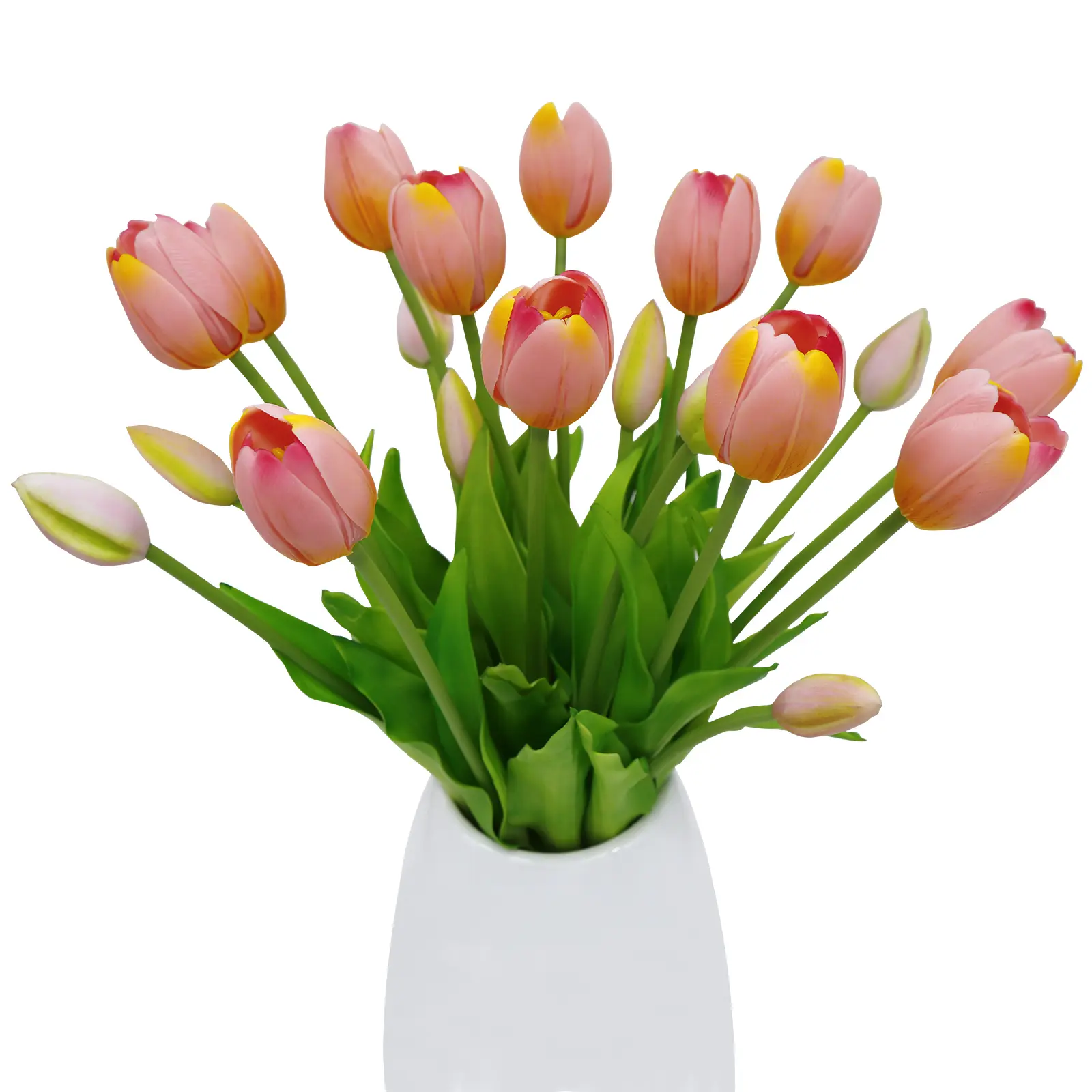 VIKINGS PANDA 20 PCS 13" Latex Artificial Tulips, Ultra Real-Touch Lifelike Fake Flowers Bulk for Mother’s Day Gift, Indoor Home Vase Table Decor & Wedding Artificial Flower Arrangements White
