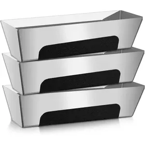 3 Pack 12 Inch Stainless Steel Mud Pan Drywall Tape Mud Tray with Non Slip Handle Tapered Sides Drywall Tool Tray Bucket