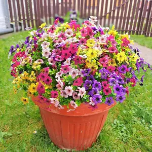 18pcs Artificial Flowers for Outdoor Decoration, UV-Resistant Mixed Color Fake Outdoor Flowers, Home Garden Patio Deck Yard Farmhouse Decor