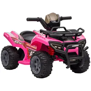 Aosom Kids 4-Wheeler Ride on Car, Motorized Quad, 6V Battery Powered Electric Quad with Songs for 18-36 Months