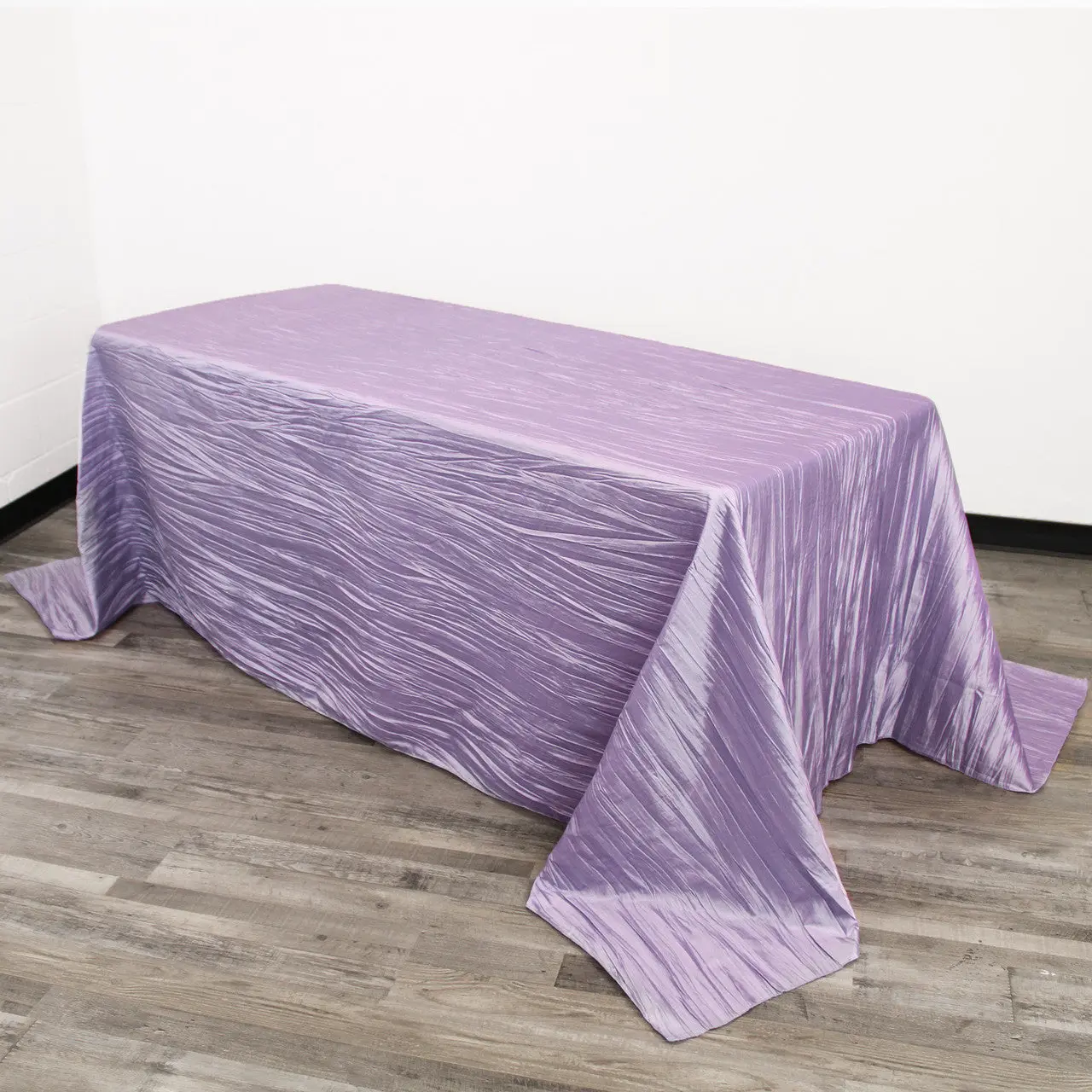 90 x 132 Inch Rectangular Crinkle Taffeta Tablecloth Lavender