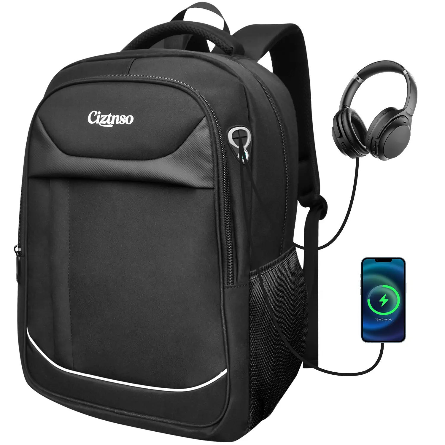 Men's Backpack, Oxford Cloth Material, Black High-Quality Large Backpack, Ideal for Students, Hikers, and Outdoor Camping