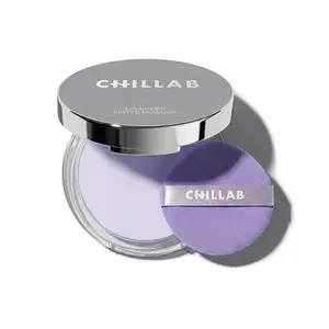 Chillab Lavender Matte Powder - Powderless Compact with Oil-Control Matte Finish, Makeup Setting, Silky Smooth Purple Texture, Invisible Finish, Includes Waterdrop Puff, Suitable for All Skin Tones & Types