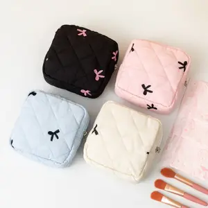 Butterfly Knot Women's Storage Bag - Sanitary Napkin Portable Travel Storage Pouch, Butterfly Knot Pattern Design with Zipper Closure, Suitable for Coins and Lipsticks and Other Cosmetics, Handheld Cosmetic Pouch, Cosmetic Travel Bags