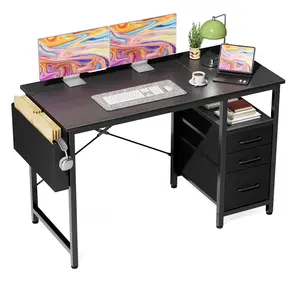 40 Inch Computer Desk with 3 Drawers,Writing Desk with Side Storage Pocket,for Home Office,Bedroom