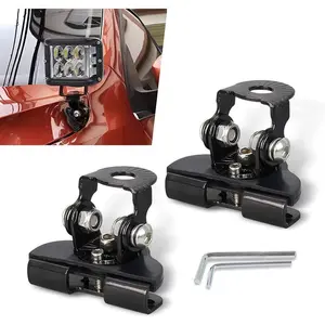2pcs Car Hood Light Bar Mount Brackets, No Drill Adjustable Metal LED Work Light Base, Waterproof Column Mount for Off-Road Vehicles, Trucks and SUVs (Black)