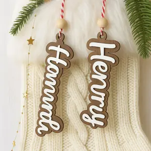 Custom Stocking Tags, Christmas Gift Tags, Wood Personalized Tags, Rustic Holiday Name Tags, Name Ornament, Holiday Gift Tags,