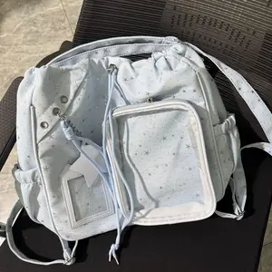 New Girls Sweet and Cute Drawstring Backpack Ulzzang Ita Bag Y2K Dolls Bag Fashionable Trend Shoulder Bag Crossbody Bag