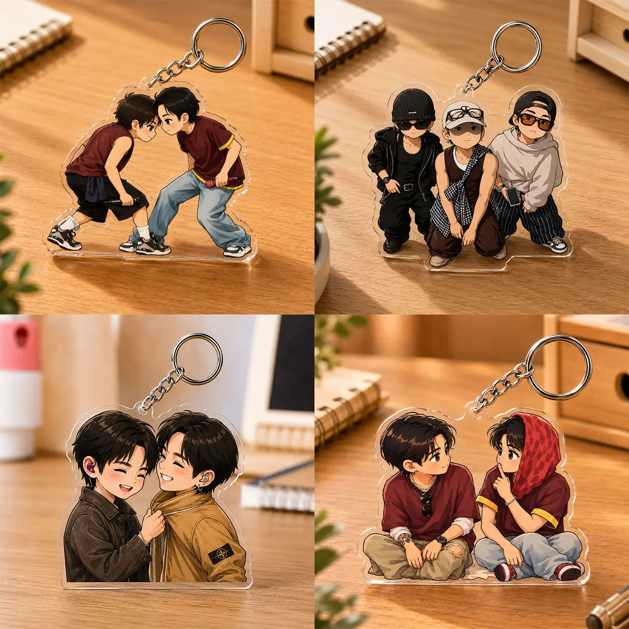 Kpop Chibi Acrylic Keychain Collection ️, Cute Kpop Stars Acrylic Keychains
