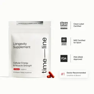 Timeline Mitopure Urolithin A Softgels - Clinically Proven for Energy Muscle Strength & Cellular Renewal, Vegan, NSF Certified, FDA GRAS Approved - Supplement, Healthcare, Healthy Aging Supplements