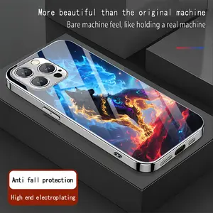 Colorful Seven Star Wolf Pattern Luxury Electroplated hd Glass iphone case applicable for iPhone 16ProMax 15 14 13 12 11 Plus cases fully wrapped edges drop resistant new style protective case urban sophisticated phone case high-end feel nic mosnovo