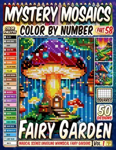 Fairy Garden Mystery Mosaic Color by Number - 50 Magical Scenes Unveiling Whimsical Fairy Gardens in Pixel Art