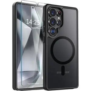 Entronix Samsung Galaxy S25 Ultra Case - [MagSafe-Compatible] Translucent Matte Cover & [1] Clear Screen Protector Protection Tempered Wireless Cellphone