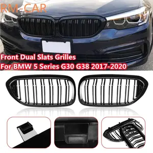 Glossy Black Car Front Kidney Grille Replacement Grill For BMW 5 Series M5 G30 G31 G38 520i 530i 540i 2017-2020 2-Slat Front Bumper Grill