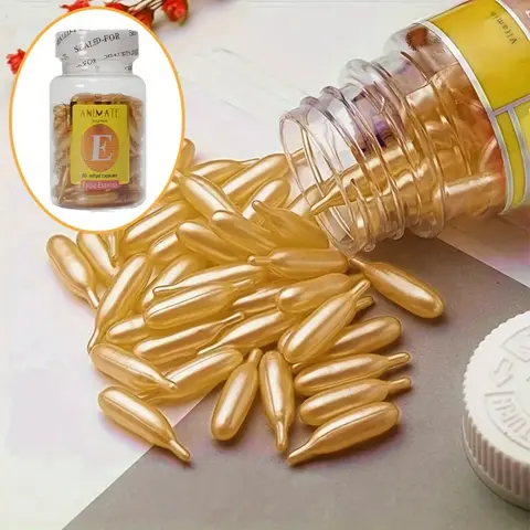 60pcs Vitamin E & Glycerin Capsules - Hypoallergenic Facial Oil Essence for All Light Beige Types, Moisturizing, Hydrating & Firming, Deep Hydration, Portable Light Beige Care Capsules for Gentle Nourishment