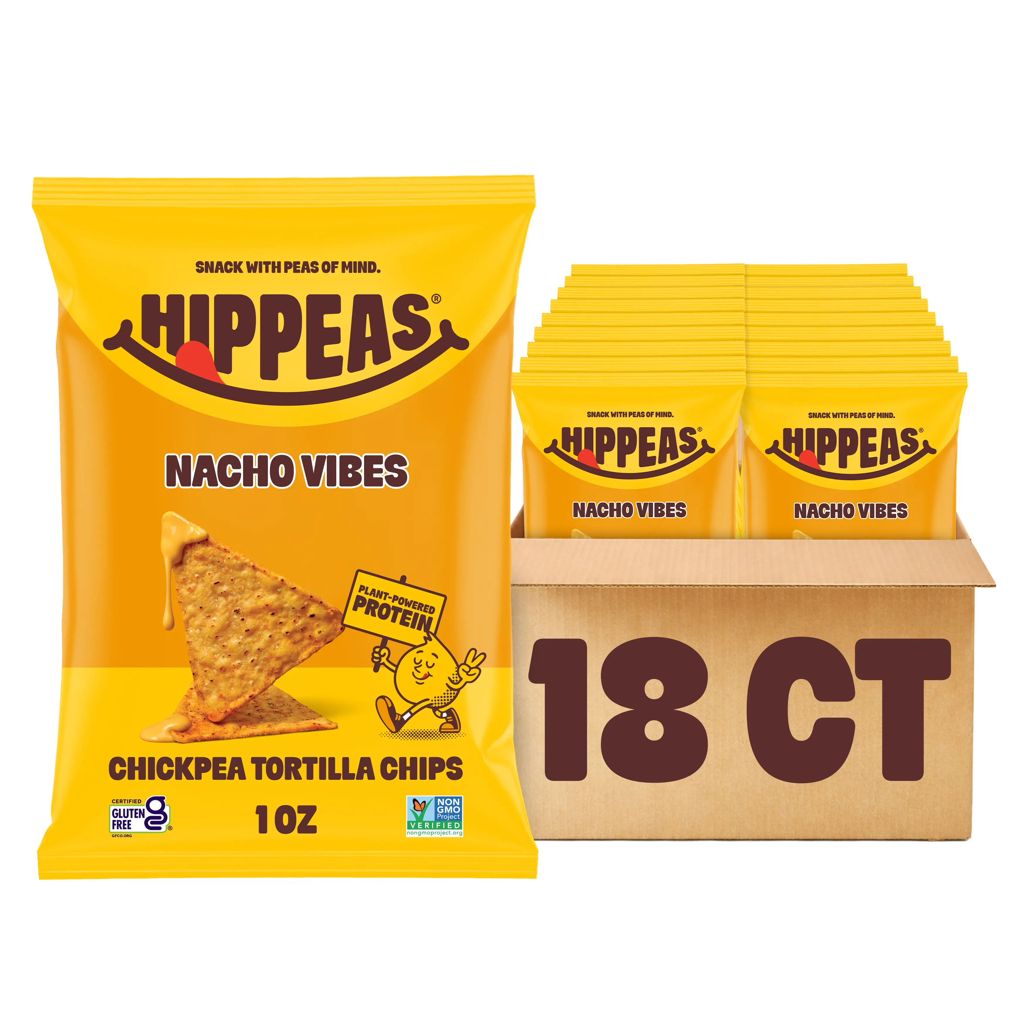 Nacho Vibes Tortilla Chips - Chickpea Tortilla Chips - Gluten Free Snacks, Dairy Free, Crunchy, Nutritious, Baked Plant Protein Snack, Vegan, Kosher