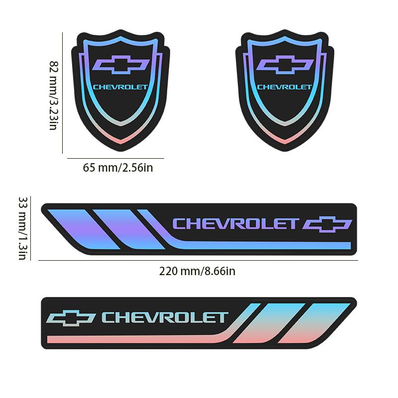 For Chevrolet car body decorative stickers, 4-piece set, car stickers, polycarbonate (PC) material, colorful waterproof stickers, car emblem stickers