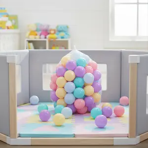 100 Counts 5 Rainbow Colors Plastic Ball Pit Balls for Toddlers Durable Storage Mesh Bag Non-Toxic BPA & Phthalate-Free 2.2 Inches Diameter