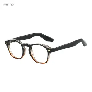 FHSY SHOP Retro Round Blue Light Blocking Glasses, Black-Tortoise Gradient Frame, Lightweight Prescription-Ready Fashion Eyewear for Men and Women, Office & Daily Wear LED Stickers Sunglasses