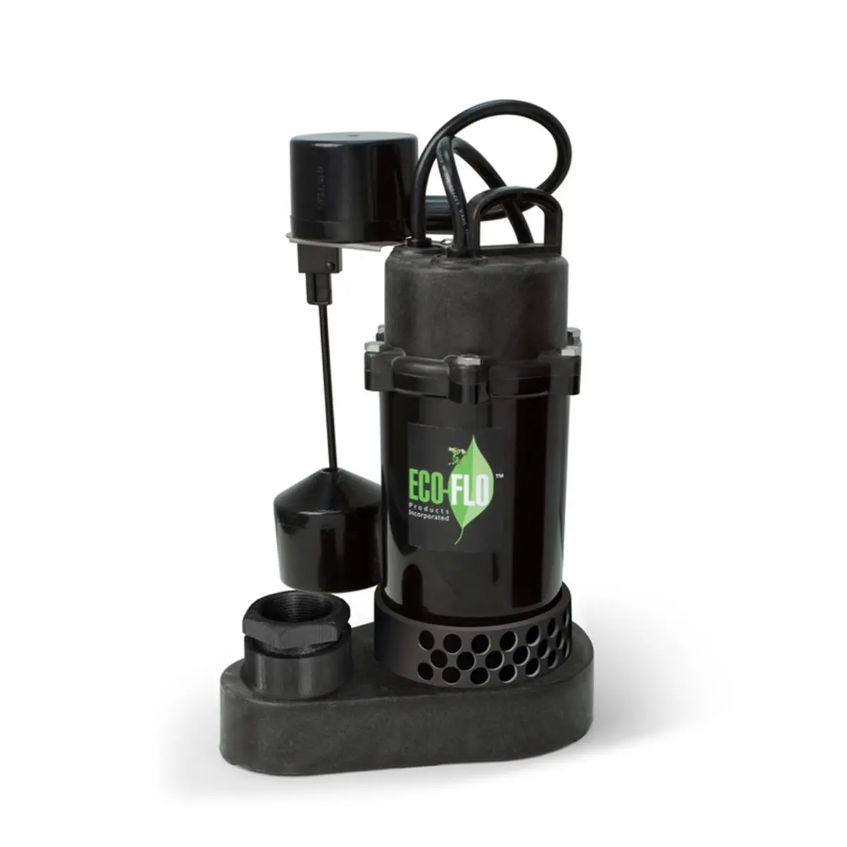 Eco Flo 1/3 HP Submersible Sump Pump for Boating Water Sports, 115V, 10 ft, 3600 GPH, Compact Vertical Switch, Aluminum-Thermoplastic Construction, Overload Motor Protection, AC Impeller, CSA Listed, Fits 11 in Diameter x 24 in Depth Basins, 115 Volt