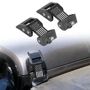 Sunpie Aluminum Hood Latches with U.S. Flag, Adjustable Hood Latch Catches Kit Compatible with Jeep Wrangler JK JKU 2007-2018 & Jeep Wrangler JL JLU 2018-2026 Gladiator JT