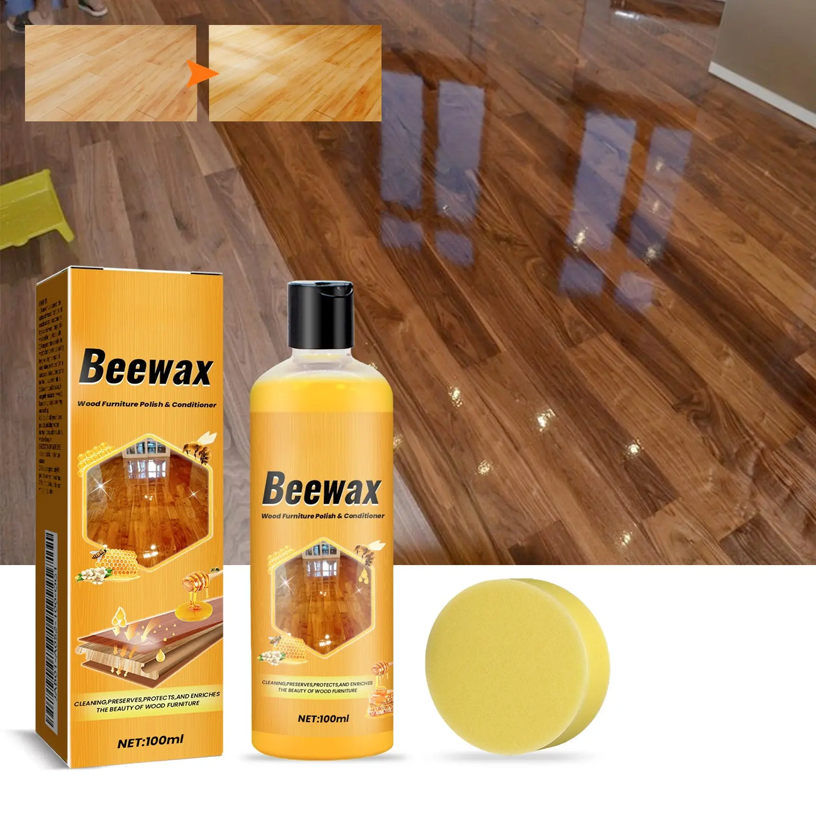Household Liquid Home Cleaning Products - Wood Floor Cleaner Wax for Protection, Stain Prevention, Dust Resistance, Brightening and Varnishing Maintenance