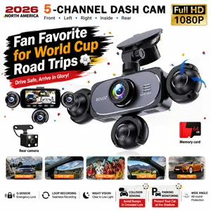 BCUOZ 360° Panoramic 5-Lens Full HD 1080P Dashcam,Not wireless, 1080P Front and 720P Full coverage of Rear/Left/Right/Inside,3.16 inch Five-Split  Screen Display,Night Nision,, G sensor, Loop Recording -Car Instrument Recorder, Free 64GB Memory Card