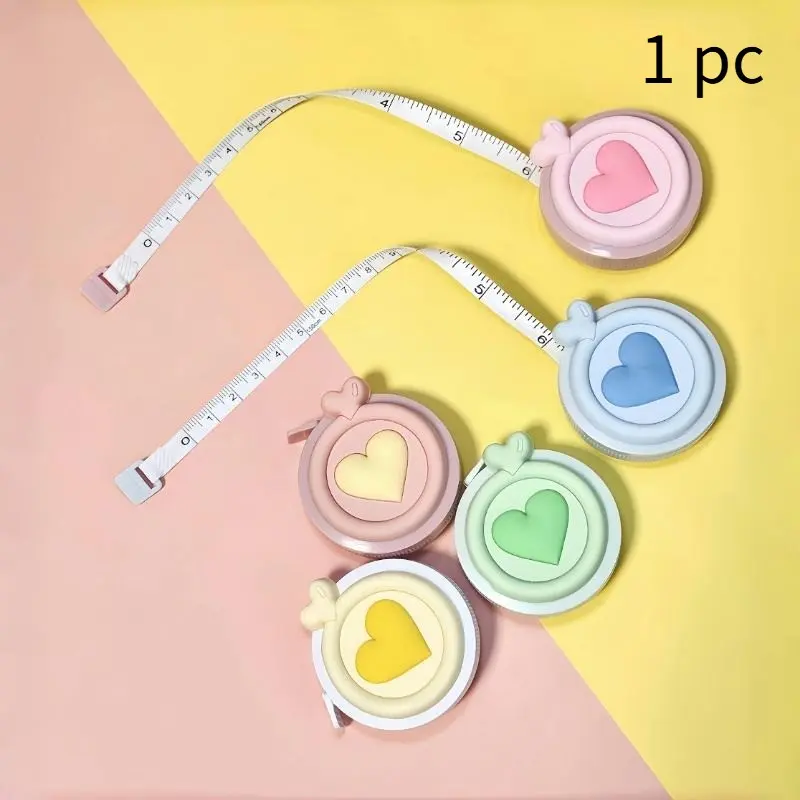 Creative heart-shaped double-sided scale Macaron mini tape measure - portable and multifunctional expandable tape measure for measuring height and body measurements. Durable tape measure