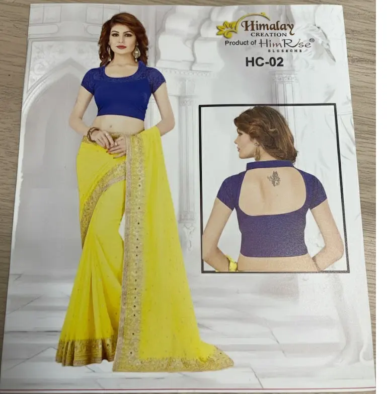 #Hc-02 Readymade Saree Blouse with Lace Sleeves & Back Keyhole