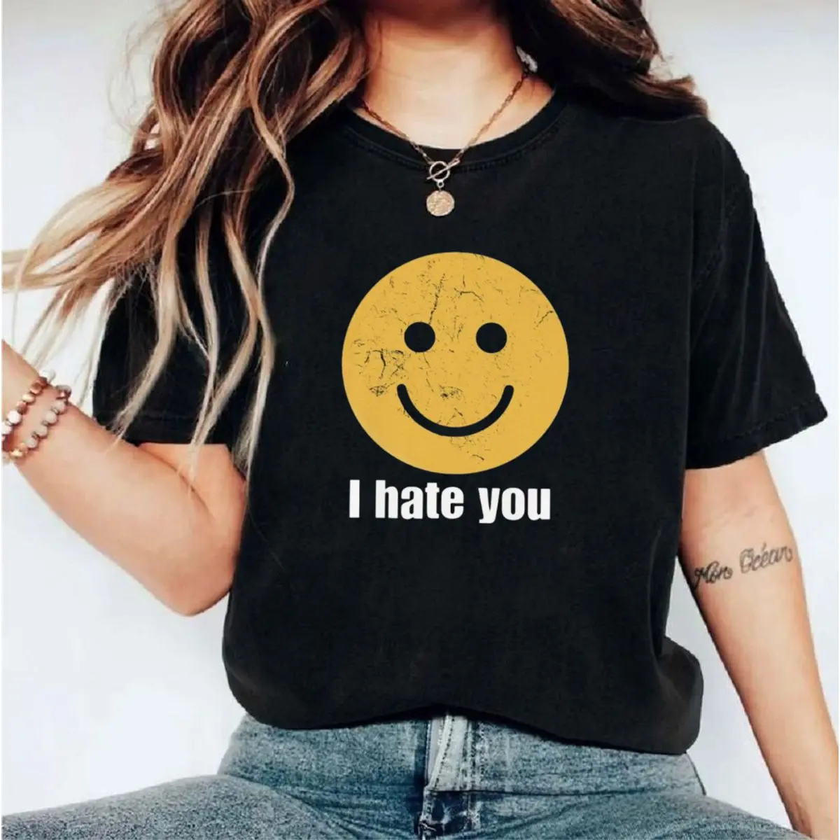 I Hate You Smiley Face T Shirt, Cute Bipolar Shirt For Men Women, Humor Graphic Tee, Ironic Mental Health Sweatshirt, Unisex Sweater Pullover Tee